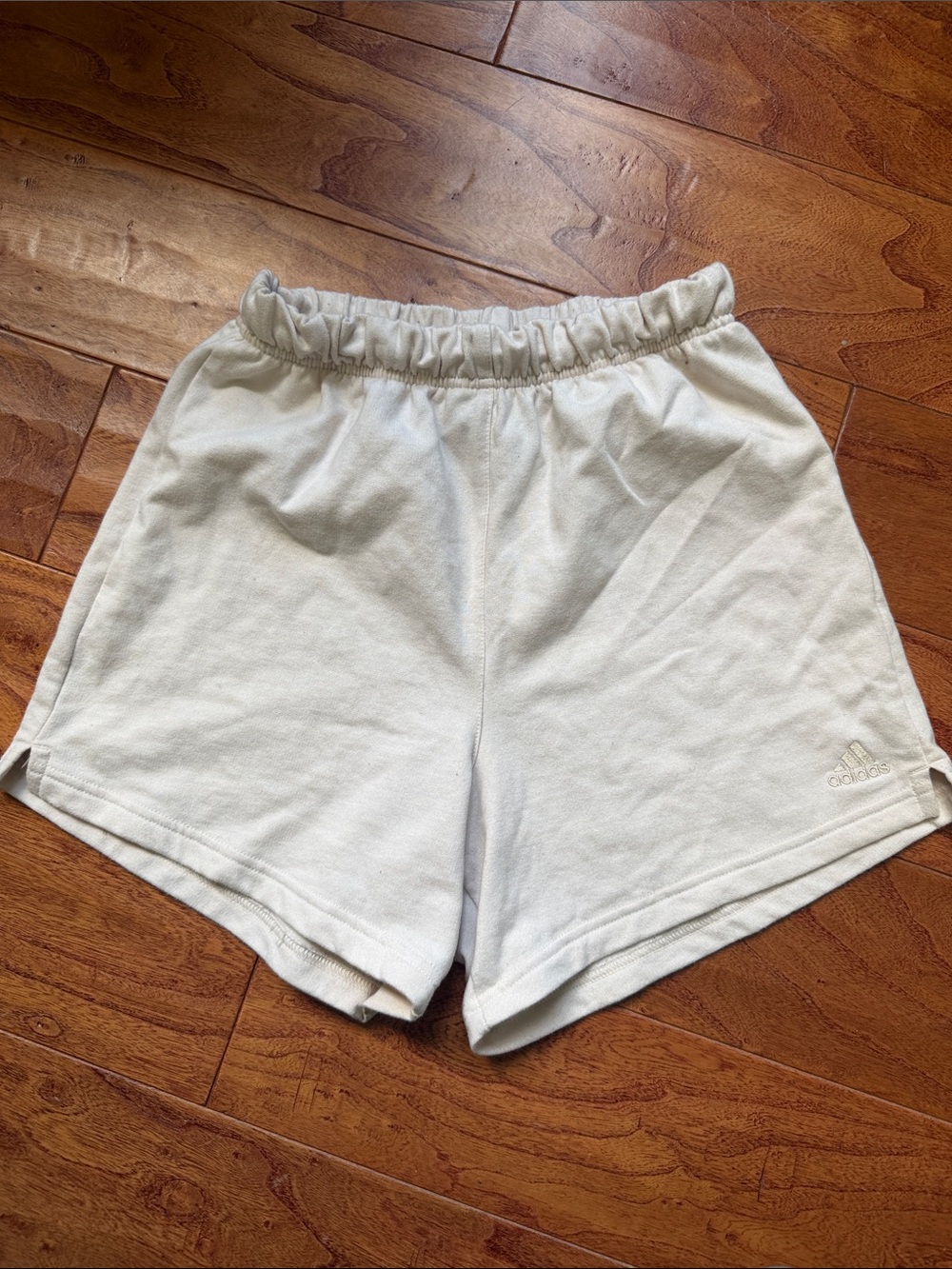 adidas Women's Light Cream Athletic Shorts with Elastic Waist
